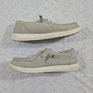 Hey Dude womens size 7 Wendy chambray light gray shoes slip on casual comfort